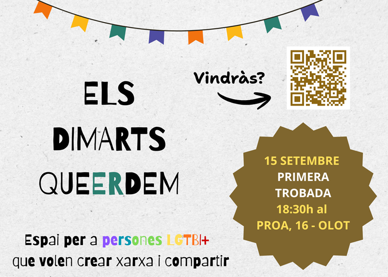El CASG impulsa el «Dimarts Queer-dem», un nou espai informal de trobada per a persones LGBTI+ a la Garrotxa